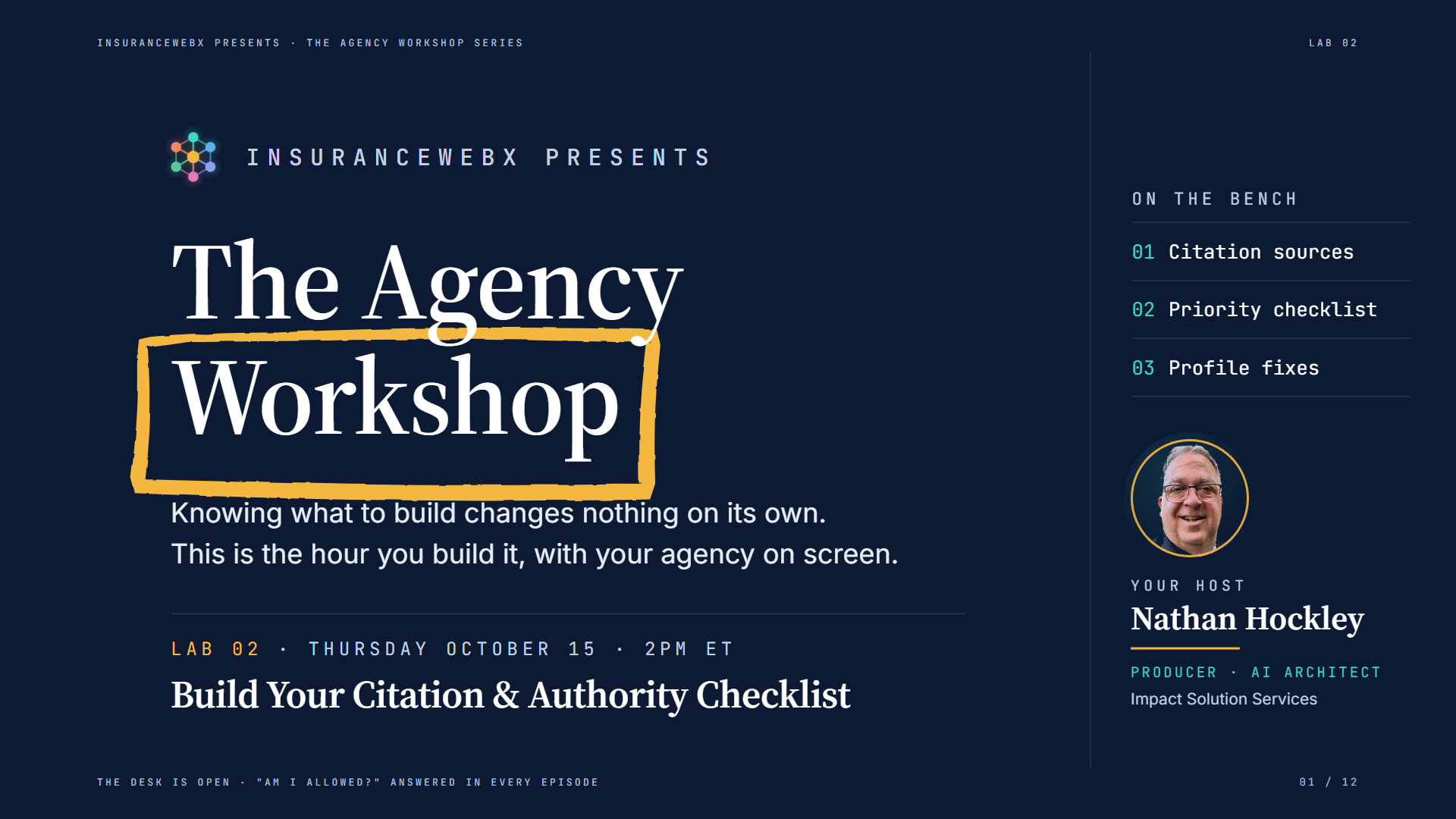 Title card for LAB 02, Build Your Citation & Authority Checklist.